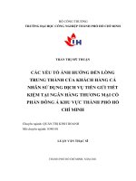 Các yếu tố ảnh hưởng đến lòng trung thành của khách hàng cá nhân sử dụng dịch vụ tiền gửi tiết kiệm tại ngân hàng thương mại có phần đông á khu vực thành phố hồ chí minh