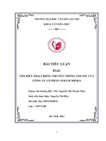 Tìm hiểu hoạt động truyền thông online của công ty touch media  Trường đại học văn hóa hà nội