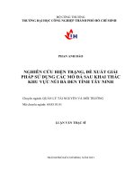 Nghiên cứu hiện trạng, đề xuất giải pháp sử dụng các mỏ đá sau khai thác khu vực núi bà đen tỉnh tây ninh