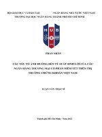 Các yếu tố ảnh hưởng đến tỷ suất sinh lời của các ngân hàng thương mại cổ phần niêm yết trên thị trường chứng khoán việt nam