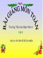 Bài giảng Toán lớp 4 - Tiết 152: Ôn tập về số tự nhiên