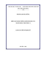 Hiệu quả hoạt động kinh doanh của ngân hàng thương mại cổ phần Bắc á .