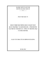 Luận văn thạc sĩ UEB hoàn thiện hệ thống báo cáo kế toán quản trị phục vụ kinh doanh – tình huống tại trung tâm bán lẻ   công ty thương mại và XNK viettel 
