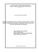 (SKKN HAY NHẤT) một số giải pháp nâng cao chất lượng quản lý hoạt động xã hội hóa giáo dục ở trường mầm non quảng thành, thành phố thanh hóa 
