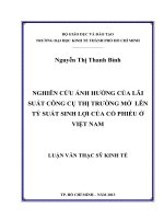 Luận văn thạc sĩ UEH nghiên cứu ảnh hưởng của lãi suất công cụ thị trường mở lên tỷ suất sinh lợi của cổ phiếu ở việt nam , luận văn thạc sĩ 