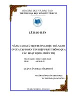 Luận văn thạc sĩ UEH nâng cao giá trị thương hiệu trà xanh oo của tập đoàn tân hiệp phát thông qua các hoạt động chiêu thị , luận văn thạc sĩ 