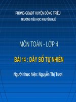 Bài giảng Toán lớp 4 bài 14: Dãy số tự nhiên - Nguyễn Thị Tươi