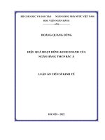 Hiệu quả hoạt động kinh doanh của ngân hàng thương mại cổ phần Bắc á .