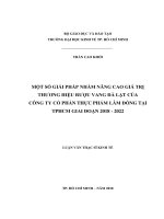 Luận văn thạc sĩ UEH một số giải pháp nhằm nâng cao giá trị thương hiệu rượu vang đà lạt của công ty cổ phần thực phẩm lâm đồng tại TP HCM giai đoạn 2018   2022 