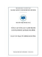 Luận văn thạc sĩ UEH nâng cao năng lực cạnh tranh cụm ngành du lịch quảng bình , luận văn thạc sĩ 