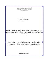 Luận văn thạc sĩ UEB nâng cao hiệu quả tín dụng chính sách tại chi nhánh ngân hàng chính sách xã hội tỉnh hà nam 