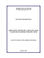 Luận văn thạc sĩ UEB kiểm soát nội bộ thu, chi ngân sách tại huyện gia bình, tỉnh bắc ninh    