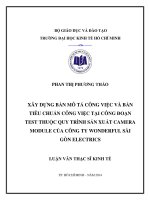 Luận văn thạc sĩ UEH xây dựng bản mô tả công việc và bảng tiêu chuẩn công việc tại công đoạn test thuộc quy trình sản xuất camera model của công ty wonderful sài gòn electrics 