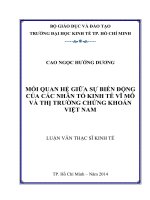 Luận văn thạc sĩ UEH mối quan hệ giữa sự biến động của các nhân tố kinh tế vĩ mô và TTCK việt nam 