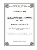 Luận văn thạc sĩ UEH nâng cao năng lực cạnh tranh cho công ty american standard việt nam , luận văn thạc sĩ 