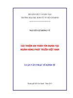 Luận văn thạc sĩ UEH cải thiện an toàn tín dụng tại ngân hàng phát triển việt nam 