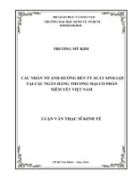 Luận văn thạc sĩ UEH các nhân tố ảnh hưởng đến tỷ suất sinh lợi tại các ngân hàng thương mại cổ phần niêm yết tại việt nam 