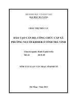 Tóm tắt luận văn Thạc sĩ Kinh tế: Đào tạo cán bộ, công chức cấp xã phường người Khmer ở tỉnh Trà Vinh