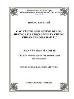 Luận văn thạc sĩ UEH các yếu tố ảnh hưởng đến xu hướng lựa chọn công ty chứng khoán của nhà đầu tư 