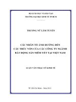 Luận văn thạc sĩ UEH các nhân tố ảnh hưởng đến cấu trúc vốn của các công ty ngành bất động sản niêm yết tại việt nam , luận văn thạc sĩ 