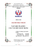 VẬT LIỆU PLASTIC các vấn đề tái sử DỤNG 