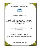 Luận văn thạc sĩ UEH giải pháp mở rộng tín dụng tại ngân hàng thương mại cổ phần kiên long 