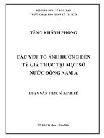 Luận văn thạc sĩ UEH các yếu tố ảnh hưởng đến tỷ giá thực tại một số nước đông nám á 