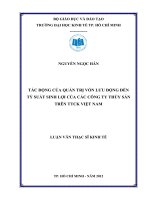 Luận văn thạc sĩ UEH tác động của quản trị vốn lưu động đến tỷ suất sinh lợi của các công ty thủy sản trên thị trường chứng khoán việt nam 