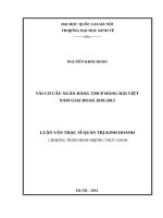 Luận văn thạc sĩ UEB nguyên cứu tái cơ cấu tại ngân hàng TMCP hàng hải việt nam giai đoạn 2010 2013 