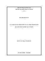 Luận văn thạc sĩ UEH các nhân tố tác động đến sự lựa chọn thanh toán qua máy POS tại khu vực TP  HCM 