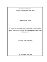 Luận văn thạc sĩ UEH các yếu tố ảnh hưởng đến sự tham gia của người dân trong việc xây dựng nông thôn mới tại huyện cái nước, tỉnh cà mau 