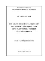 Luận văn thạc sĩ UEH các yếu tố tài chính tác động đến việc của các công ty được niêm yết trên các sàn chứng khoán 