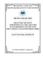 Luận văn thạc sĩ UEH chuẩn mực kế toán , ảnh hưởng của việc thay đổi tỷ giá hối đoái tại việt nam thực trạng và giải pháp hoàn thiện , luận văn thạc sĩ 