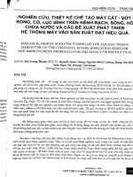 Nghiên cứu, thiết kế chế tạo máy cắt   vớt rong, cỏ, lục bình trên kênh rạch, sông hồ chứa nước và các đề xuất phát triển hệ thống máy vào sản xuất đạt hiệu quả 