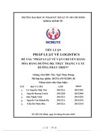 TIỂU LUẬN PHÁP LUẬT về LOGISTICS đề tài PHÁP LUẬT về vận CHUYỂN HÀNG hóa BẰNG ĐƯỜNG bộ  THỰC TRẠNG và XU HƯỚNG PHÁT TRIỂN 