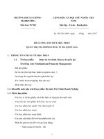 TRƯỜNG ĐH TÀI CHÍNH – MARKETING Tiểu ban TCNH  ĐỀ CƯƠNG CHI TIẾT HỌC PHẦN QUẢN TRỊ TÀI CHÍNH CÔNG TY ĐA QUỐC GIA