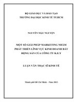 Luận văn thạc sĩ UEH một số giải pháp marketing nhằm phát triển lĩnh vực kinh doanh bất động sản của công ty k e y , luận văn thạc sĩ 
