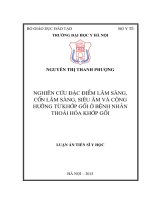 (LUẬN án TIẾN sĩ) nghiên cứu đặc điểm lâm sàng, cận lâm sàng, siêu âm và cộng hưởng từ khớp gối ở bệnh nhân thoái hóa khớp gối 