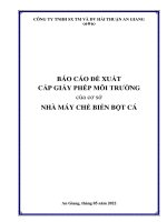 BÁO CÁO ĐỀ XUẤT CẤP GIẤY PHÉP MÔI TRƢỜNG của cơ sở NHÀ MÁY CHẾ BIẾN BỘT CÁ