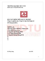 (TIỂU LUẬN) bài tập NHÓM môn QUẢN TRỊ học công ty nghiên cứu công ty bán lẻ kĩ thuật số FPT retail (FRT) 