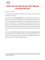 CHIẾN lược học ANH văn GIAO TIẾP HIỆU QUẢ CHO NGƯỜI mất gốc