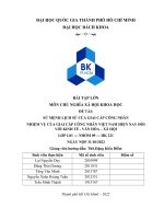 ĐỀ TÀI SỨ MỆNH LỊCH SỬ CỦA GIAI CẤP CÔNG NHÂN NHIỆM VỤ CỦA GIAI CẤP CÔNG NHÂN VIỆT NAM HIỆN NAY ĐỐI VỚI KINH TẾ - VĂN HÓA – XÃ HỘI