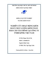 (Khóa luận tốt nghiệp) Nghiên cứu hoạt động kiểm soát chất lượng kiểm toán BCTC tại công ty TNHH KMPG Vietnam