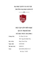 (TIỂU LUẬN) bài tập lớn môn học QUẢN TRỊ rủi RO một công ty đang dự định đưa ra các mô hình sản xuất với các mô hình như sau 