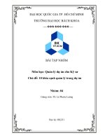 (TIỂU LUẬN) bài tập NHÓM môn học quản lý dự án cho kỹ sư chủ đề 10 khía cạnh quản lý trong dự án 