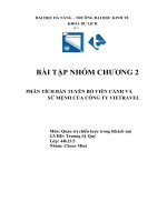 (TIỂU LUẬN) bài tập NHÓM CHƯƠNG 2 PHÂN TÍCH bản TUYÊN bố VIỄN CẢNH và sứ MỆNH của CÔNG TY VIETRAVEL 
