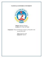 (TIỂU LUẬN) assignment financial statement analysis of vinamilk in the period 2019 2021 