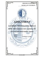 (TIỂU LUẬN) ASSIGNMENT COURSES NEGOTIATING SKILLS TOPIC mn restaurant chain negotiating with lp food trade limited liability company 