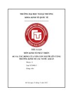 TIỀU LUẬN MÔN KINH TẾ PHÁT TRIỂN ĐỀ TÀI TÁC ĐỘNG CỦA VỐN CON NGƯỜI LÊN TĂNG TRƯỞNG KINH TẾ CÁC NƯỚC ASEAN