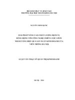 Giải pháp nâng cao chất lượng dịch vụ băng rộng với công nghệ chiến lược GPON nhằm tăng hiệu quả sản xuất kinh doanh của Viễn thông Hà Nội